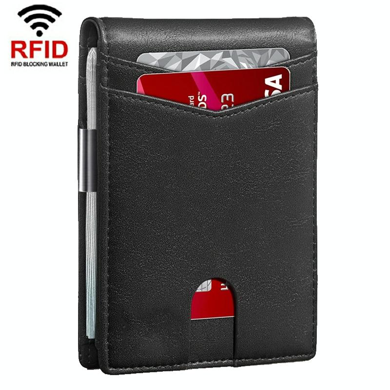 Rfid-protected Leather Credit Card Wallet - Secure & Stylish - Carbon Fiber Black Orange Inside