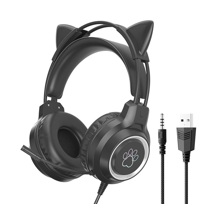 Rgb Cat Ear Gaming Headset - Green