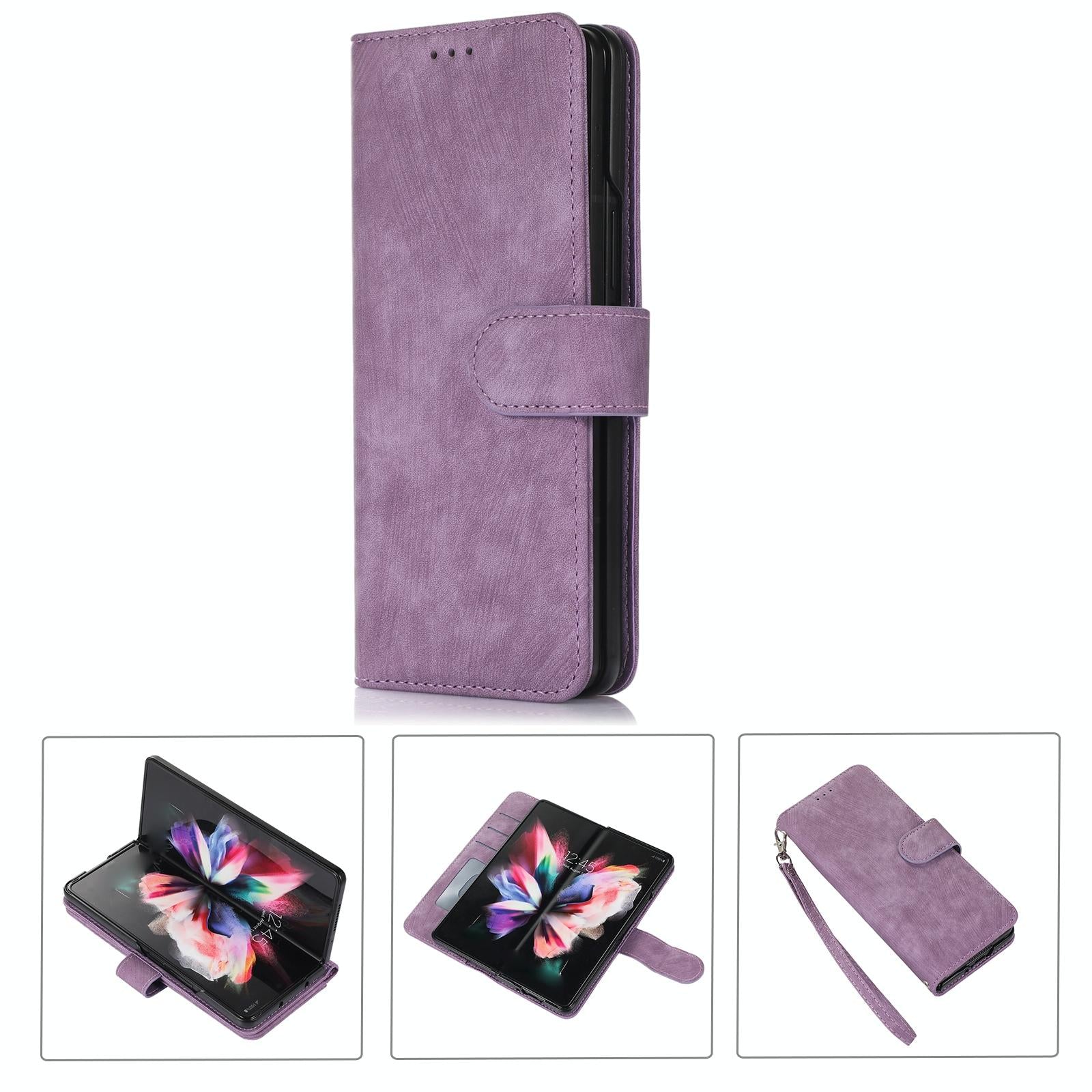 Samsung Galaxy Z Fold 4 Leather Phone Case With Pen Slot - Horizontal Flip