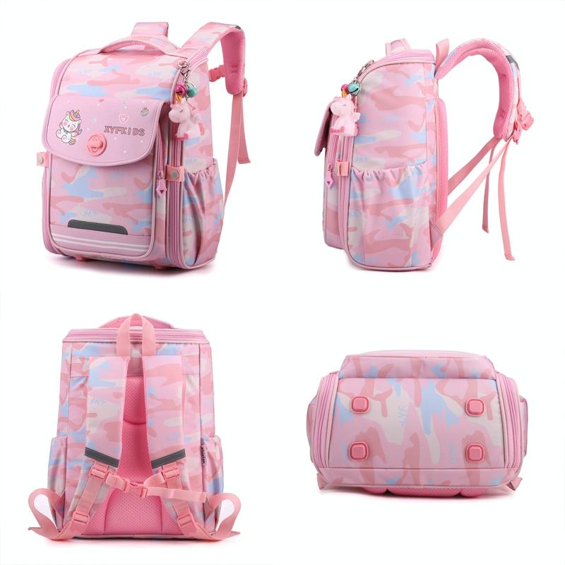 Double School Backpack for Girls - Gray Purple