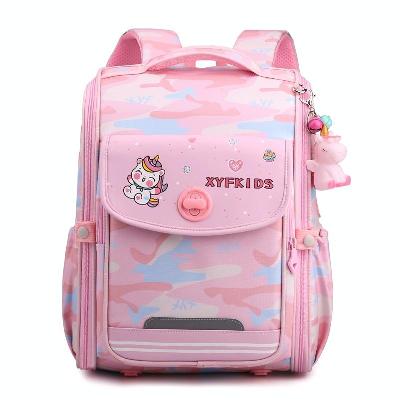 Double School Backpack for Girls - Gray Purple