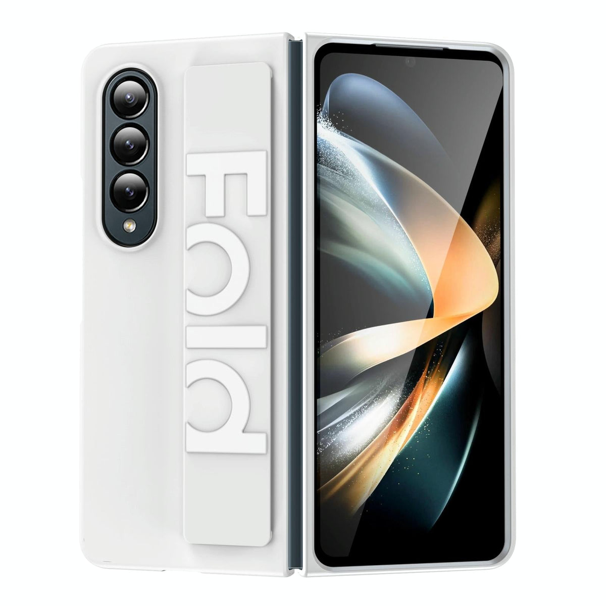 For Samsung Galaxy Z Fold4 5G Silicone Wristband Foldable Phone Case - White