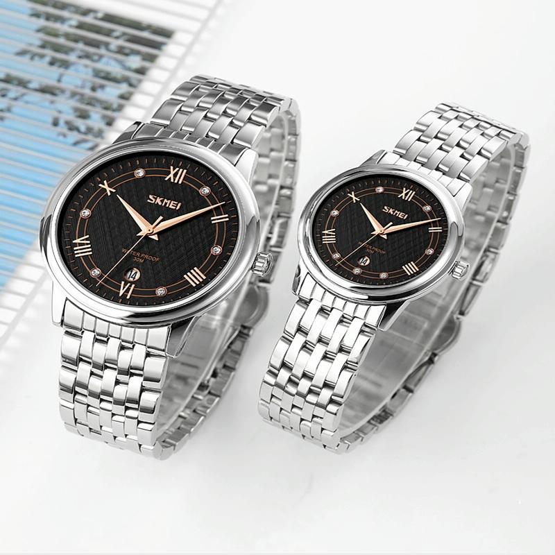 Waterproof Quartz Watch with Stainless Steel Buckle for Men - Gold And Silver