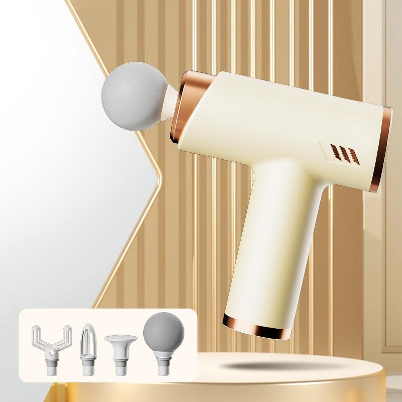 Silent Fascia Gun For Muscle Relaxation - High Frequency Vibration Massager - Khaki