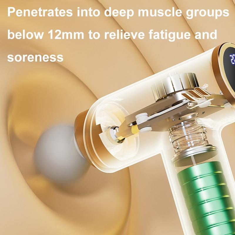 Silent Fascia Gun For Muscle Relaxation - High Frequency Vibration Massager - Khaki