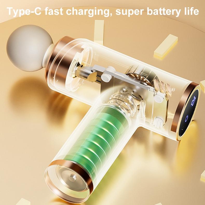 Silent Fascia Gun For Muscle Relaxation - High Frequency Vibration Massager - Khaki