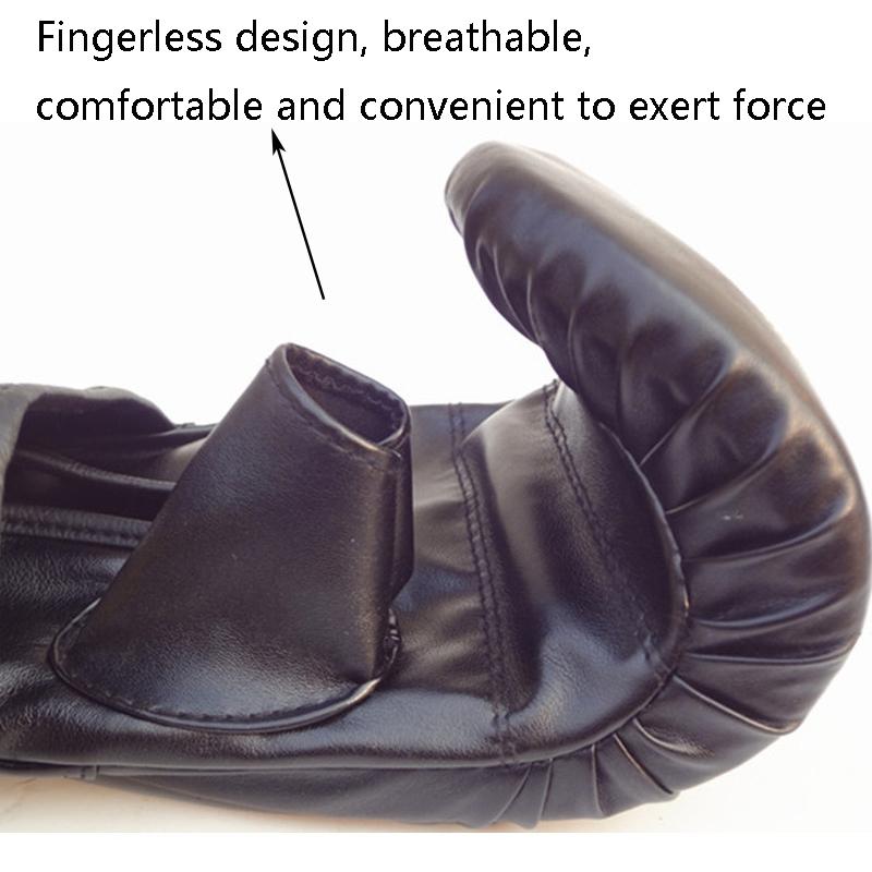 Half-Finger Boxing Gloves For Adults - Ideal For Fighting And Punching - Black