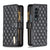 For Samsung Galaxy Z Fold4 5G Leather Zip Wallet - Diamond Lattice Design - Purple