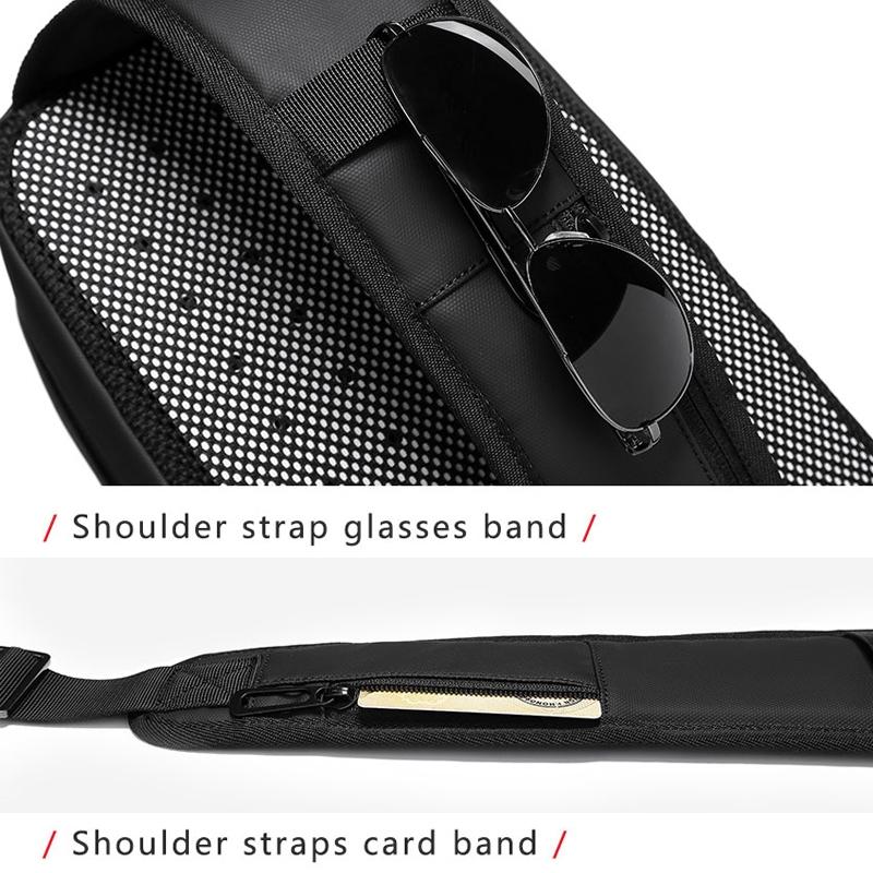 Water Repellent Multi Function Chest Bag With Usb Port Size S Gray