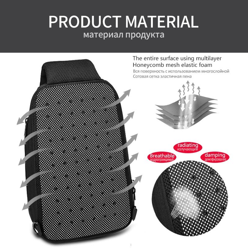 Water Repellent Multi Function Chest Bag With Usb Port Size S Gray