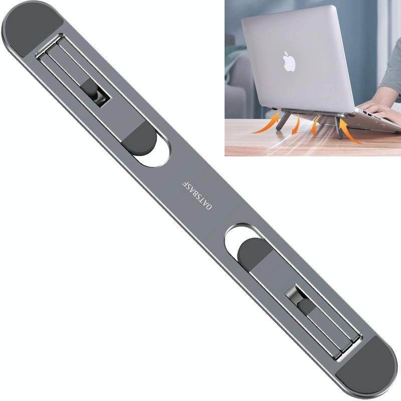 Foldable Laptop Stand with Fan and Heater - Portable and Adjustable - Gray