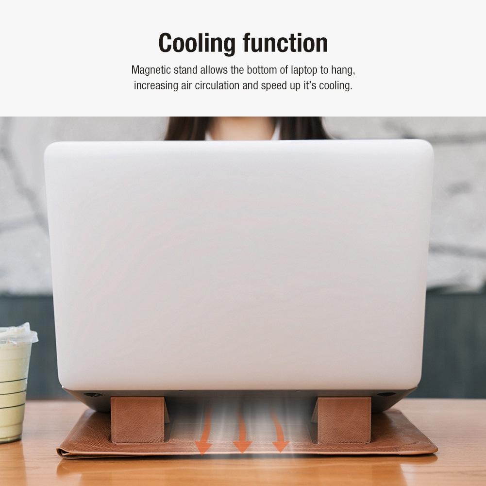 14.0 Inch Water Wave Texture Laptop Sleeve - Versatile Design - Brown