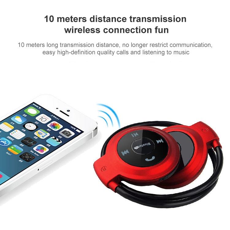 Wireless Mini-503 Earphones with Fm Radio & 32gb Tf Card Support - Red