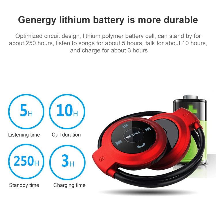 Wireless Mini-503 Earphones with Fm Radio & 32gb Tf Card Support - Red