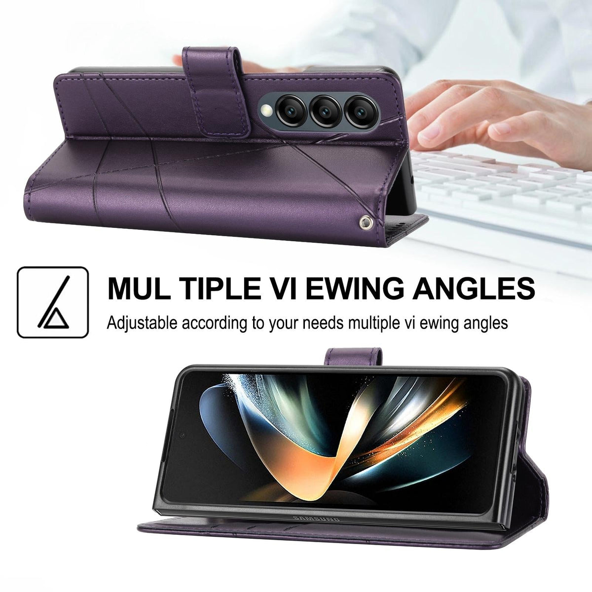 For Samsung Galaxy Z Fold4 5G Embossed Pu Leather Phone Case - Black