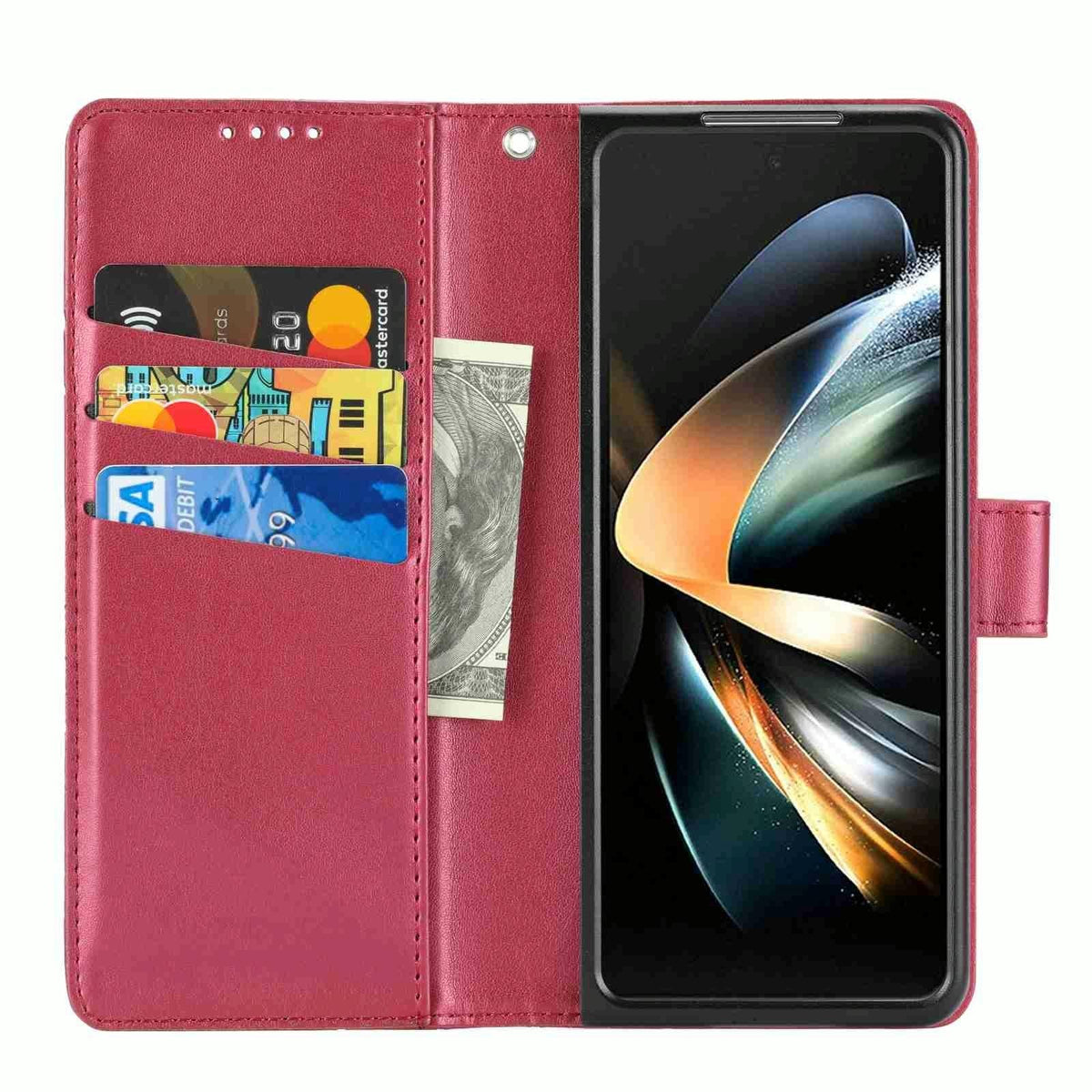 For Samsung Galaxy Z Fold4 5G Embossed Pu Leather Phone Case - Black