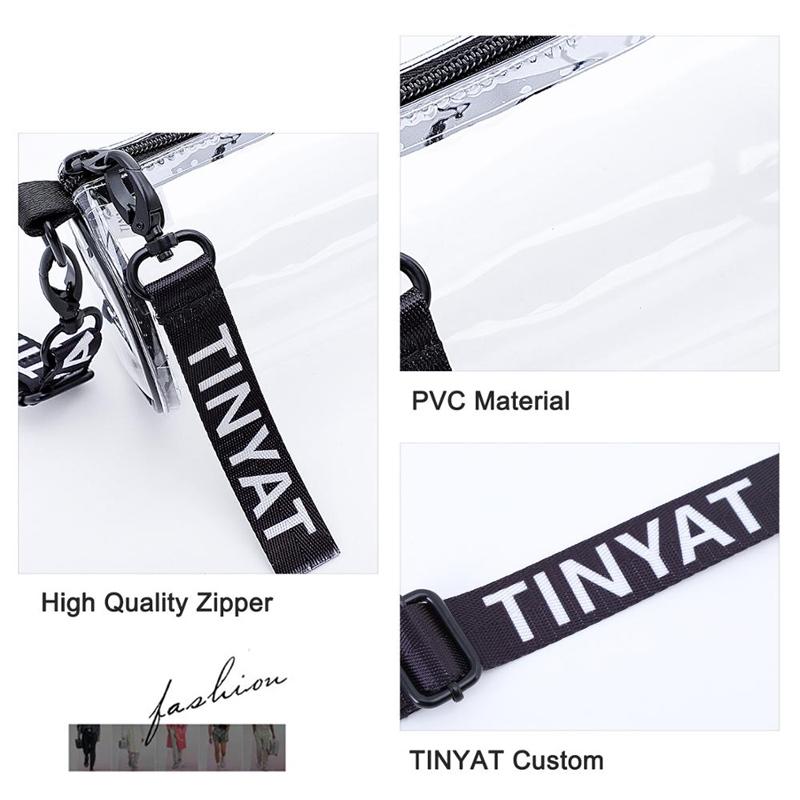 Transparent Pvc Mini Messenger Bag For Women - Black