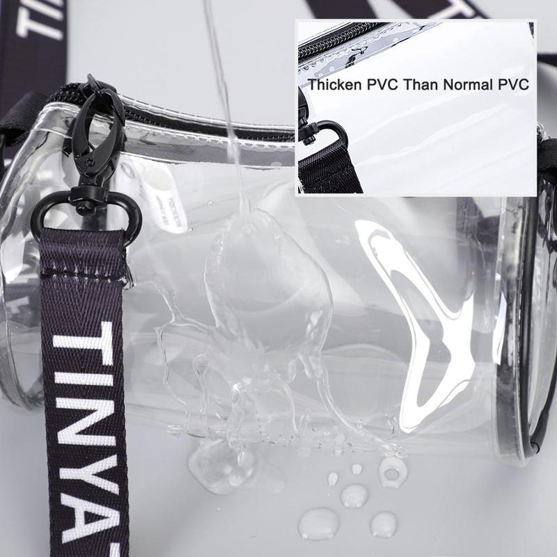 Transparent Pvc Mini Messenger Bag For Women - Black