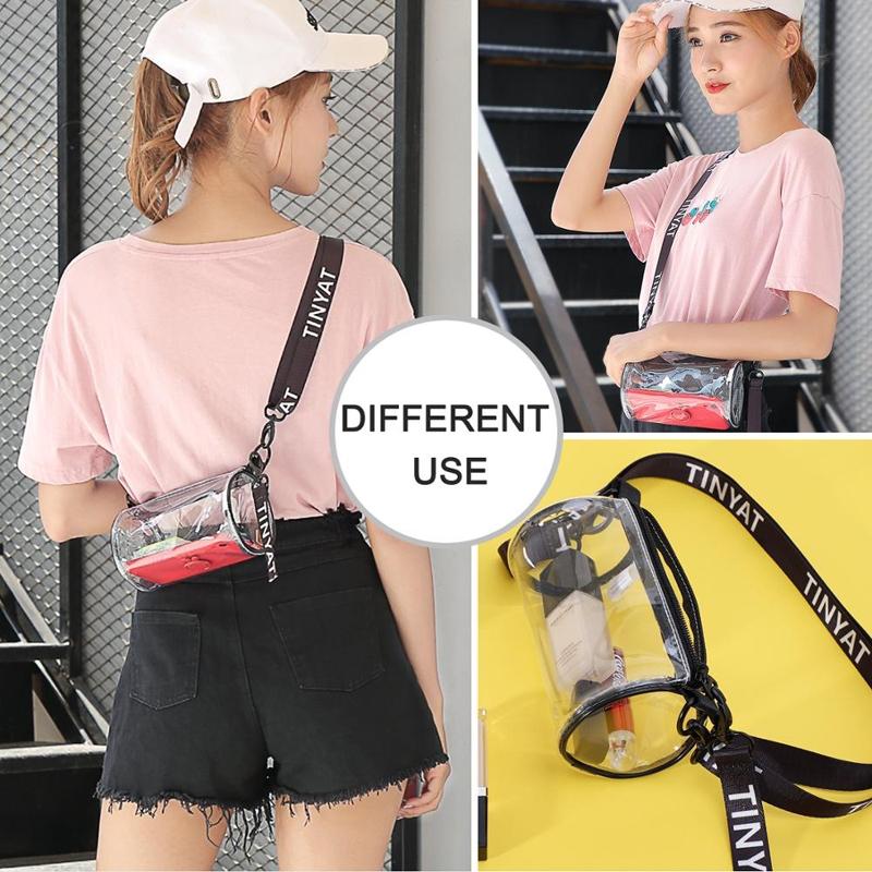 Transparent Pvc Mini Messenger Bag For Women - Black