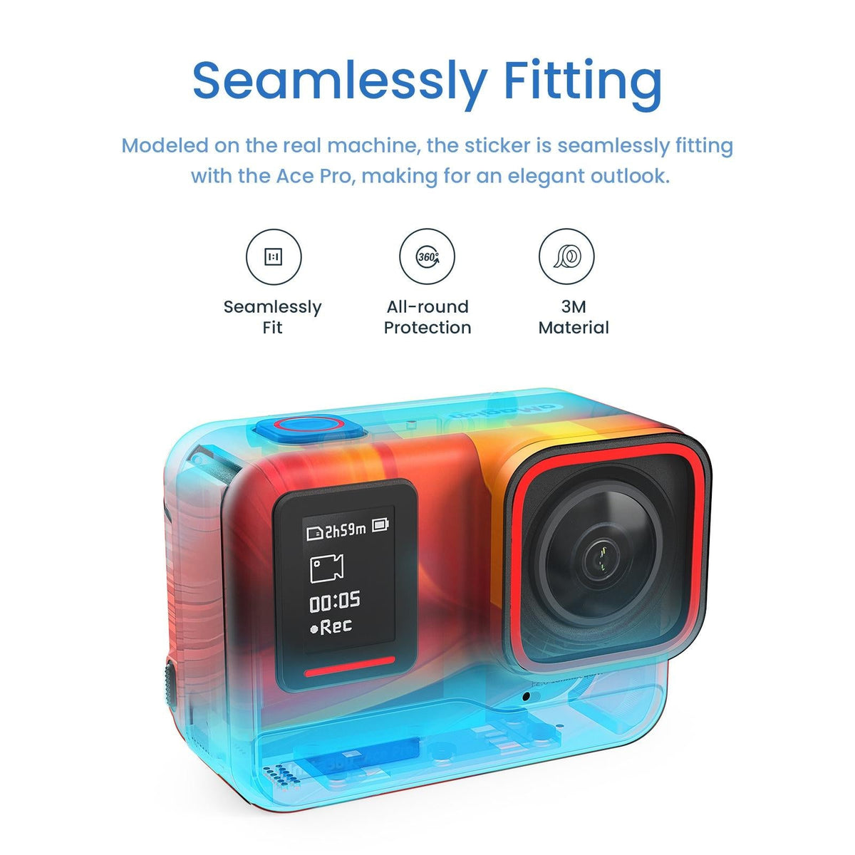 Sports Camera Accessories for Insta360 Ace Pro - Amagisn Body Sticker - Carbon Fiber