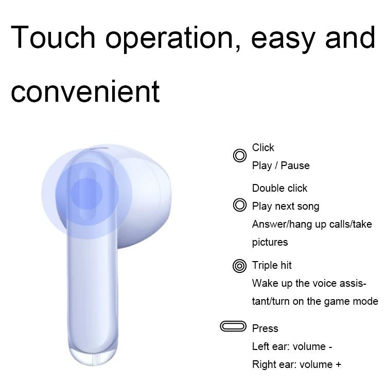 Wireless Bluetooth Earphones with Noise Reduction for Calls and Music - Semi-in-ear Design - Purple