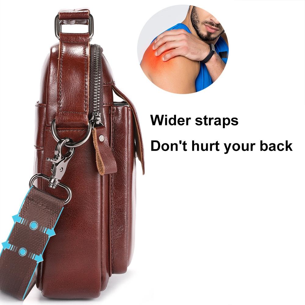 Large Capacity Retro Cowhide Crossbody Bag - Coffee