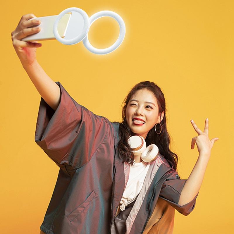 Clip-on Half-ring Fill Light for 10cm Mobile Phones - White