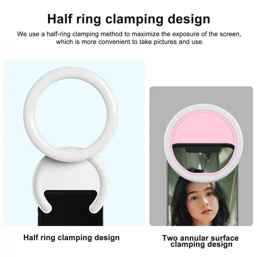 Clip-on Half-ring Fill Light for 10cm Mobile Phones - White
