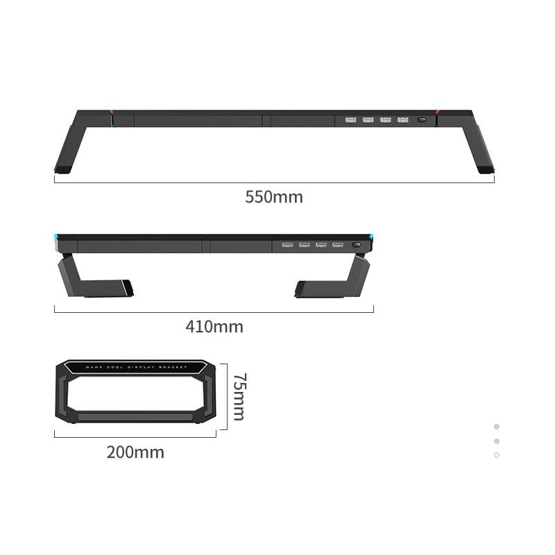 Foldable Laptop Stand with Rgb Lighting & Usb Expansion - Monitor Rack - Obsidian Black