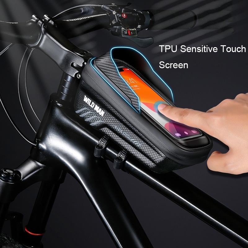 1L Waterproof Eva Hard Shell Bike Bag With Touch Function - Black