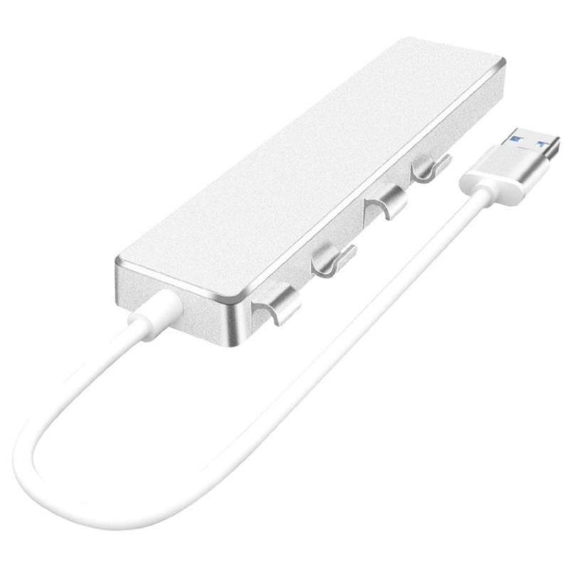 Usb 3.0 Type-C + 4-Port Hub For Laptop Expansion - Silver