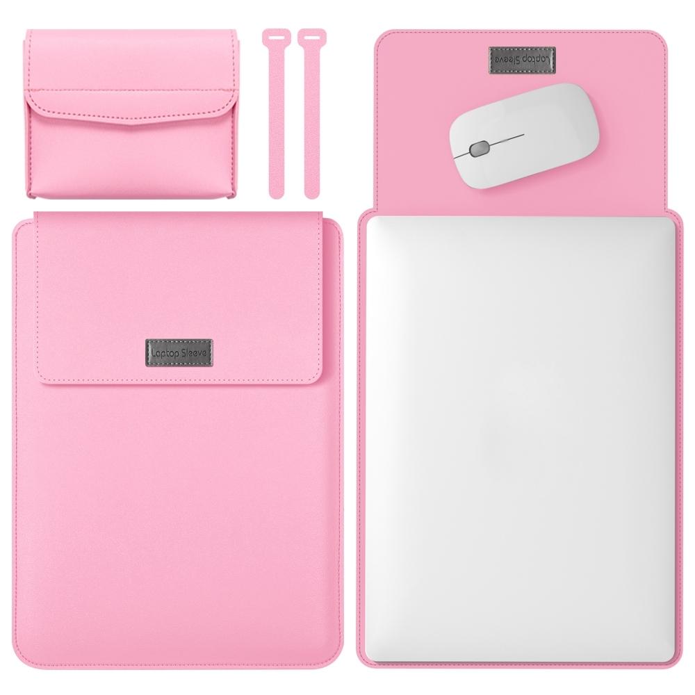 11 / 12 Inch Leather Computer Bag - Lightweight & Portable - 4 in 1 - Pink