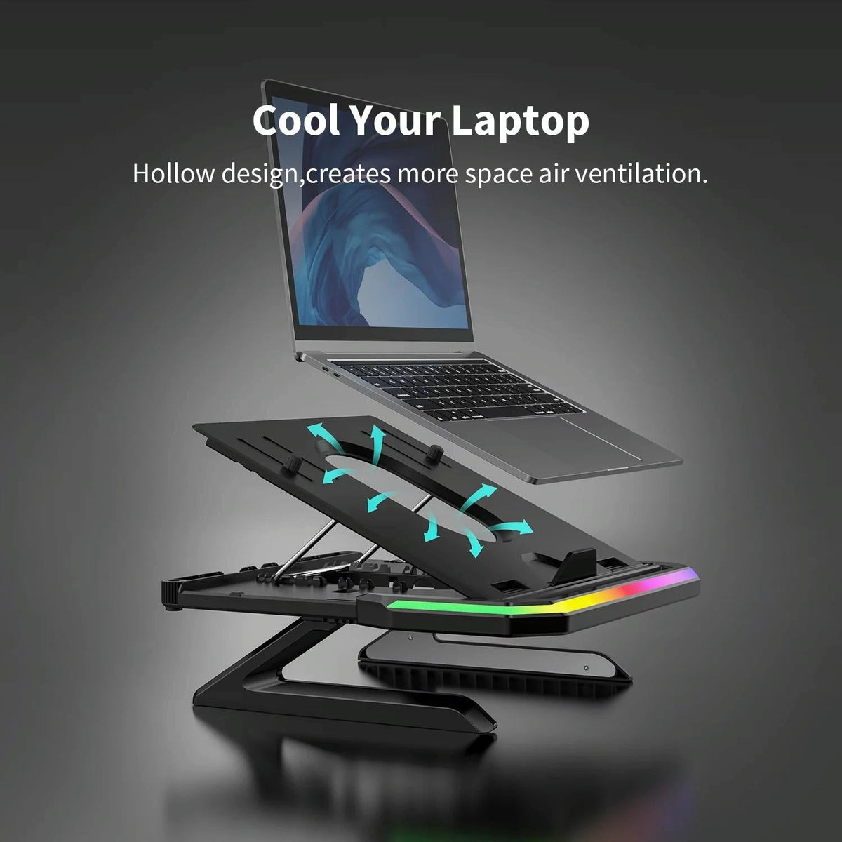 Adjustable Laptop Stand with 9 Levels of Lighting - Pink