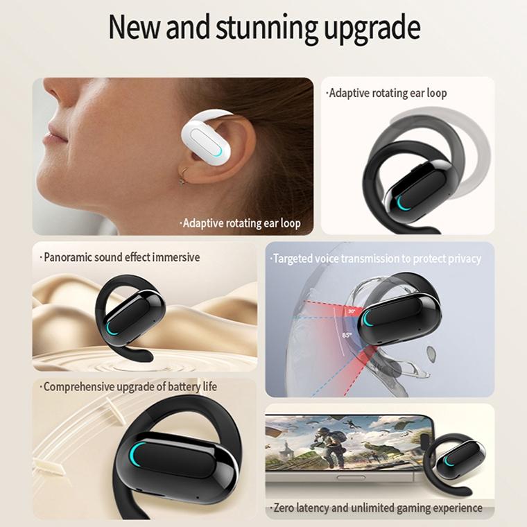 Rotatable Bluetooth Sports Earphones with Noise Reduction - Black Blue