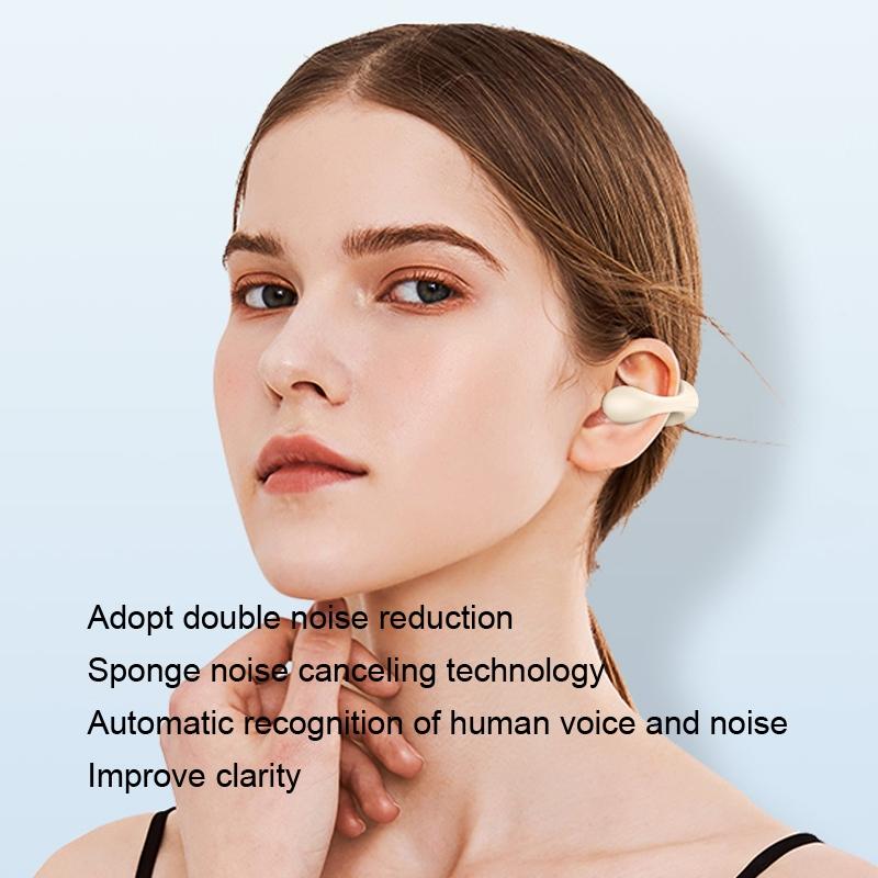 Wireless Dual Ear Bone Conduction Bluetooth Earphones - Mini Sport Clip - Skin Colour