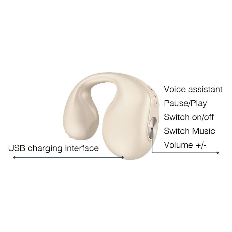 Wireless Dual Ear Bone Conduction Bluetooth Earphones - Mini Sport Clip - Skin Colour