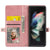 For Samsung Galaxy Z Fold4 5G Textured Leather Phone Case - Cubic Grid Design - Red