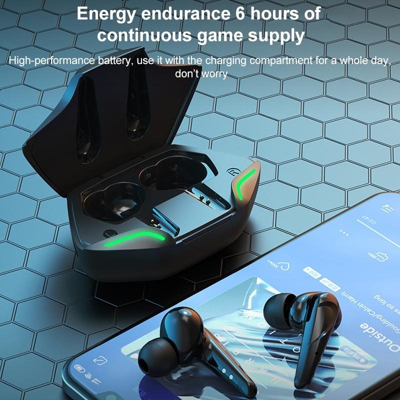 Wireless Gaming Earbuds with Bluetooth 5.0 and Led - White