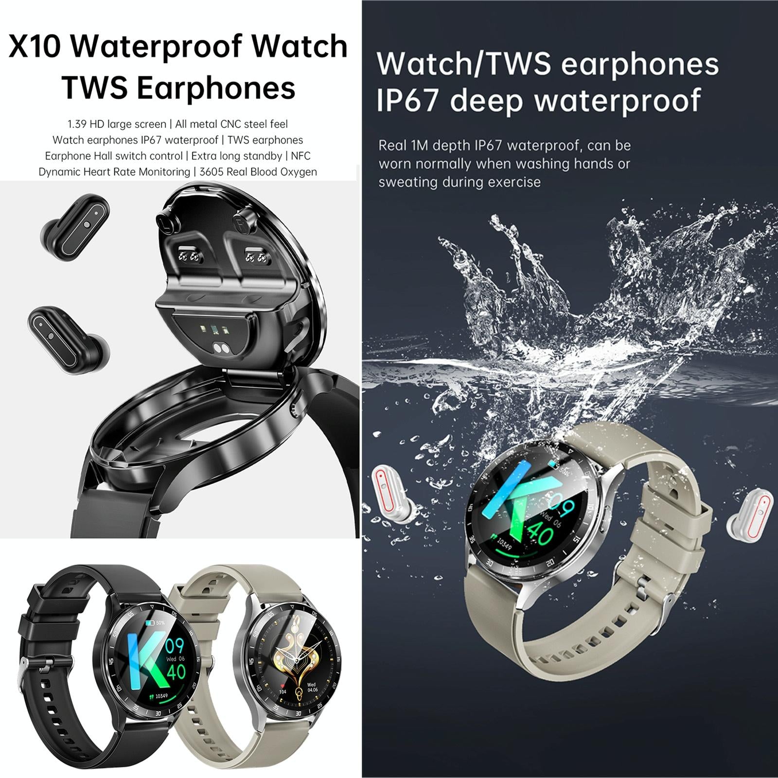 1.39 Inch Waterproof Bracelet Support Bluetooth Call / Nfc / Heart Rate - Silver