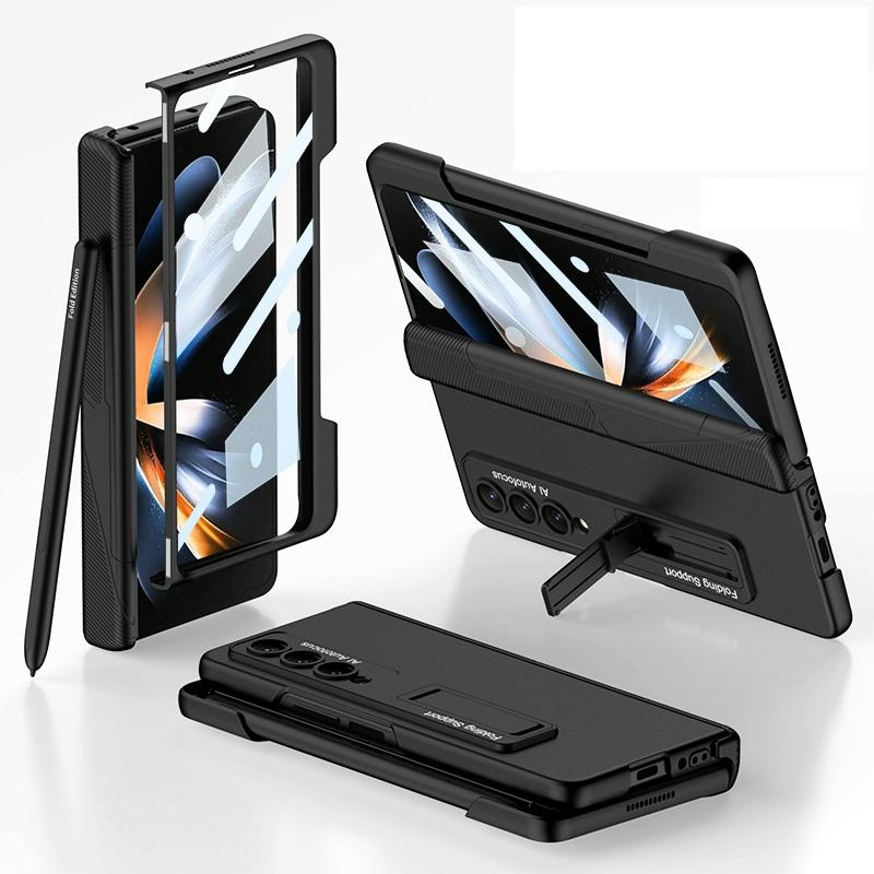 For Samsung Galaxy Z Fold4 5G Foldable Phone Case With Magnetic Closure And Pen Slot - Compact And Convenient - Black