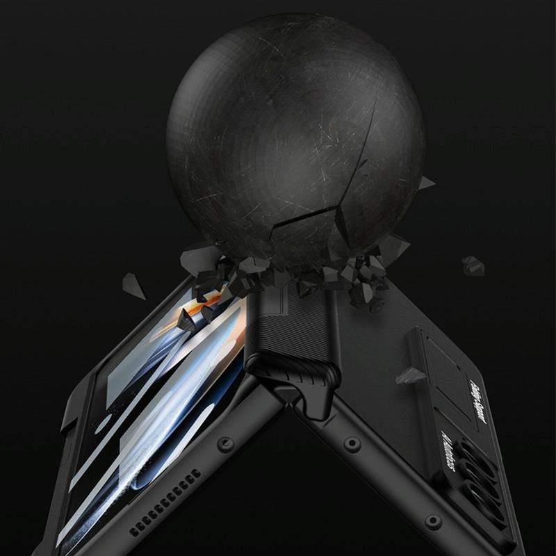 For Samsung Galaxy Z Fold4 5G Foldable Phone Case With Magnetic Closure And Pen Slot - Compact And Convenient - Black