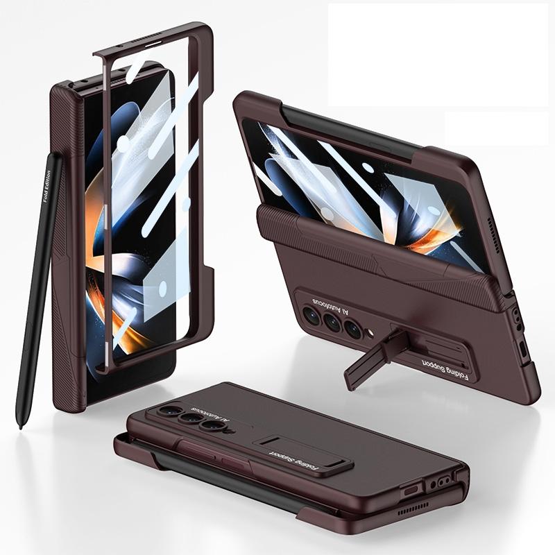 For Samsung Galaxy Z Fold4 5G Foldable Phone Case With Magnetic Closure And Pen Slot - Compact And Convenient - Black