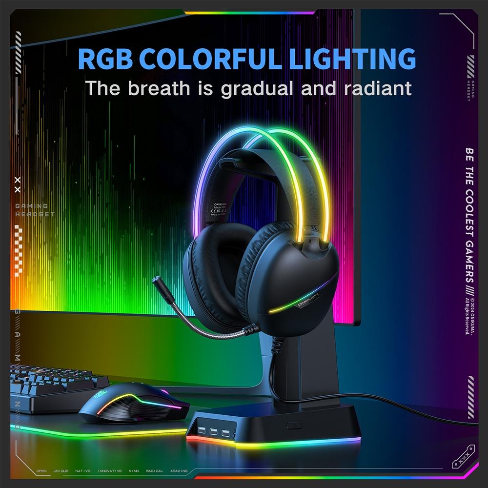 Rgb Light Gaming Headset 2M Cable - Pink