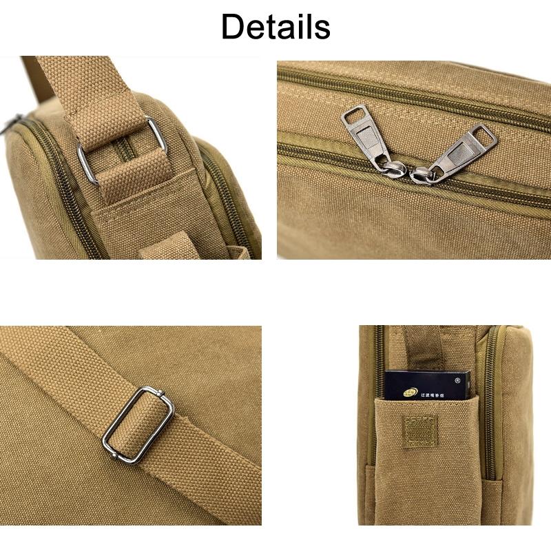 Men Vintage Canvas Single Shoulder Bag - Black