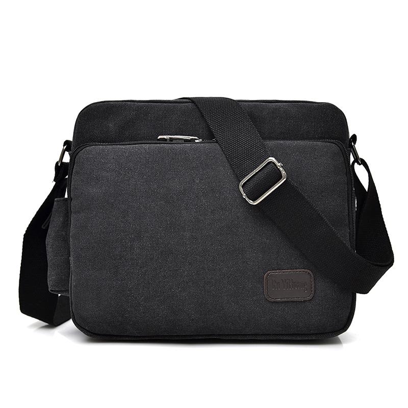 Men Vintage Canvas Single Shoulder Bag - Black