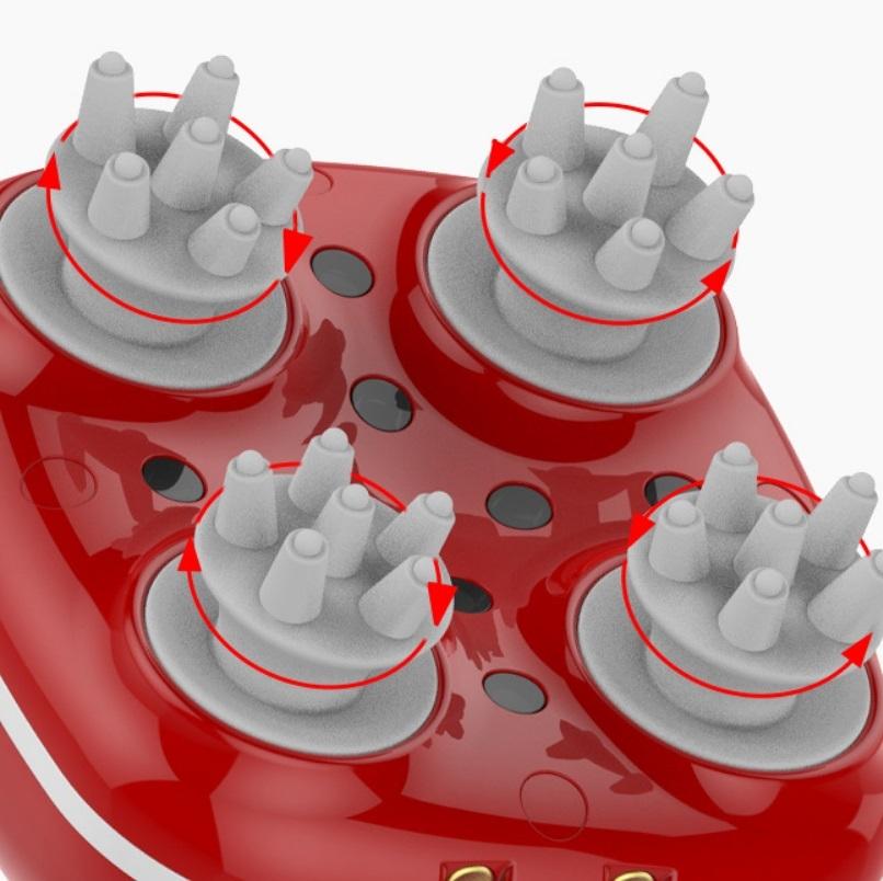 Electric Scalp Massager Multifunctional Vibration Therapy - Red