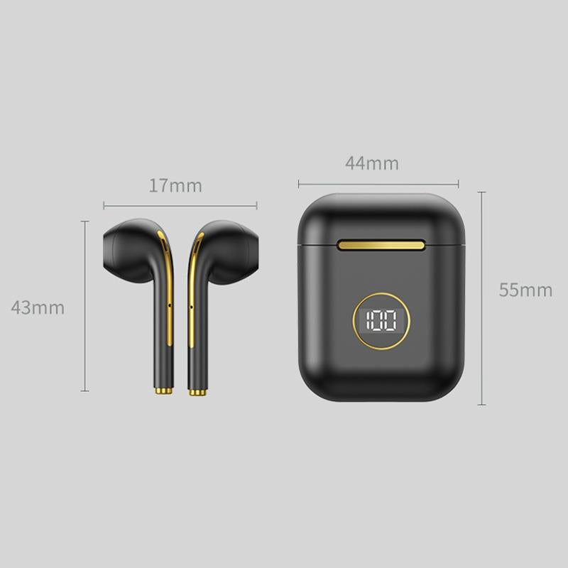 Wireless Sport Bluetooth Headphones with Led Display and Noise Reduction - White