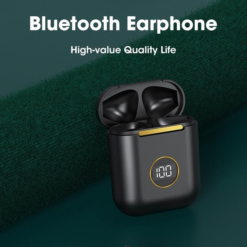 Wireless Sport Bluetooth Headphones with Led Display and Noise Reduction - White