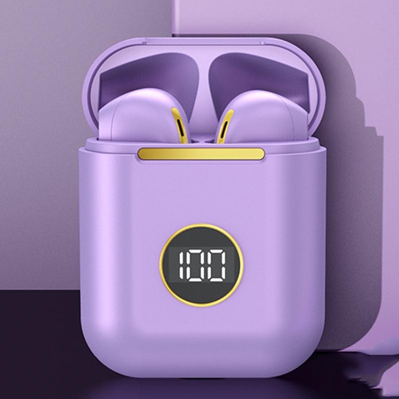 Wireless Sport Bluetooth Headphones with Led Display and Noise Reduction - White