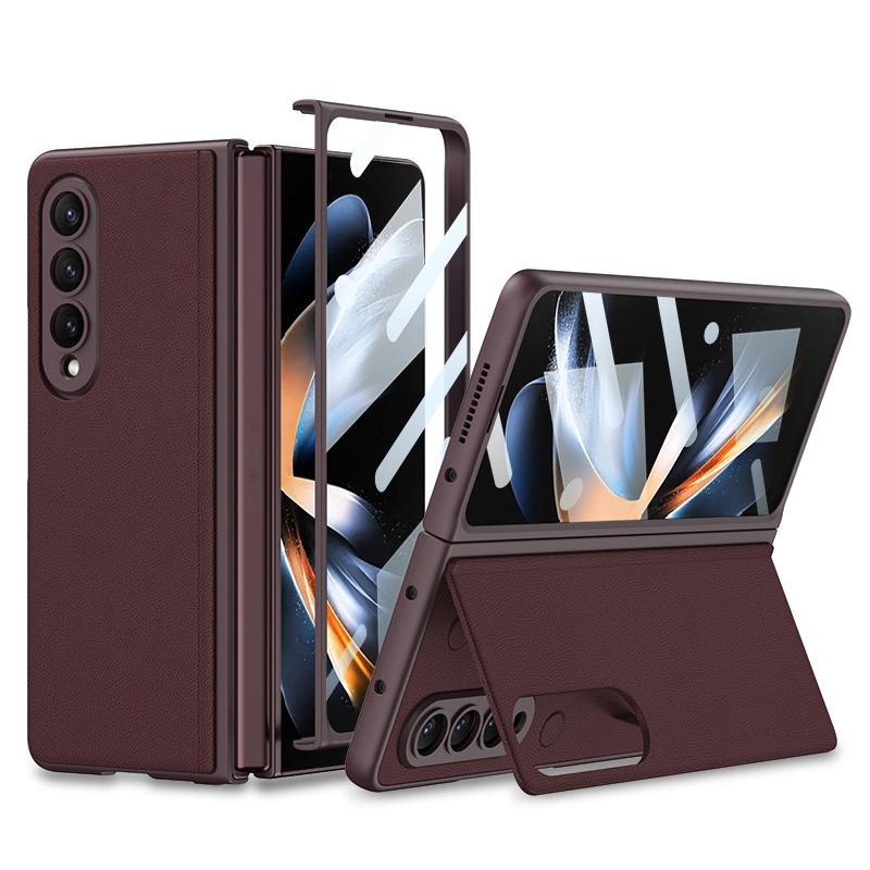 For Samsung Galaxy Z Fold4 5G Foldable Leather Case With Stand - Ultra Thin - Black